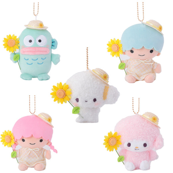 산리오 캐릭터즈 해바라기 모큐모큐 봉제인형 마스코트 키링