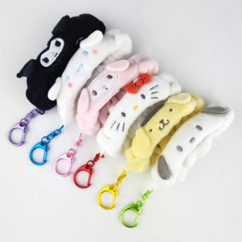 산리오 미니 헤어밴드 마스코트 인형 키링 키홀더