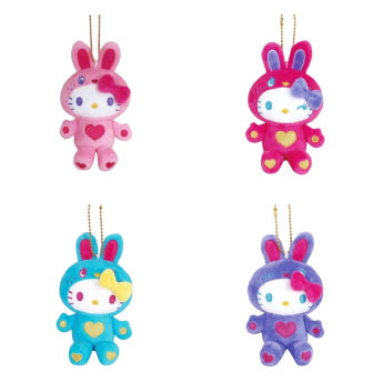 산리오 헬로 키티 MC 컬렉션 컬러풀 버니 마스코트 인형 키홀더 키체인 키링