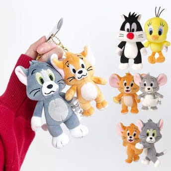 루니툰 톰과 제리 자석 마그넷 봉제인형 키홀더 2개 세트 톰과제리