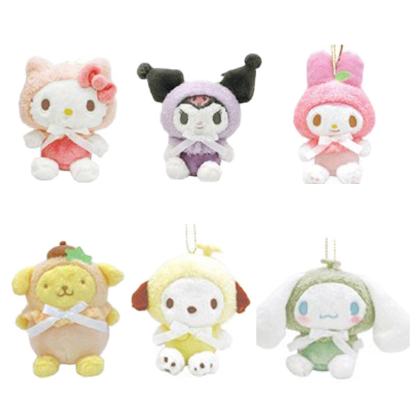 산리오 캐릭터즈 파스텔 후르츠 과일 케이프 마스코트 봉제 인형 키홀더 키링