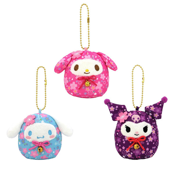 산리오 캐릭터즈 벚꽃달마 마스코트 인형 키홀더 키체인 키링