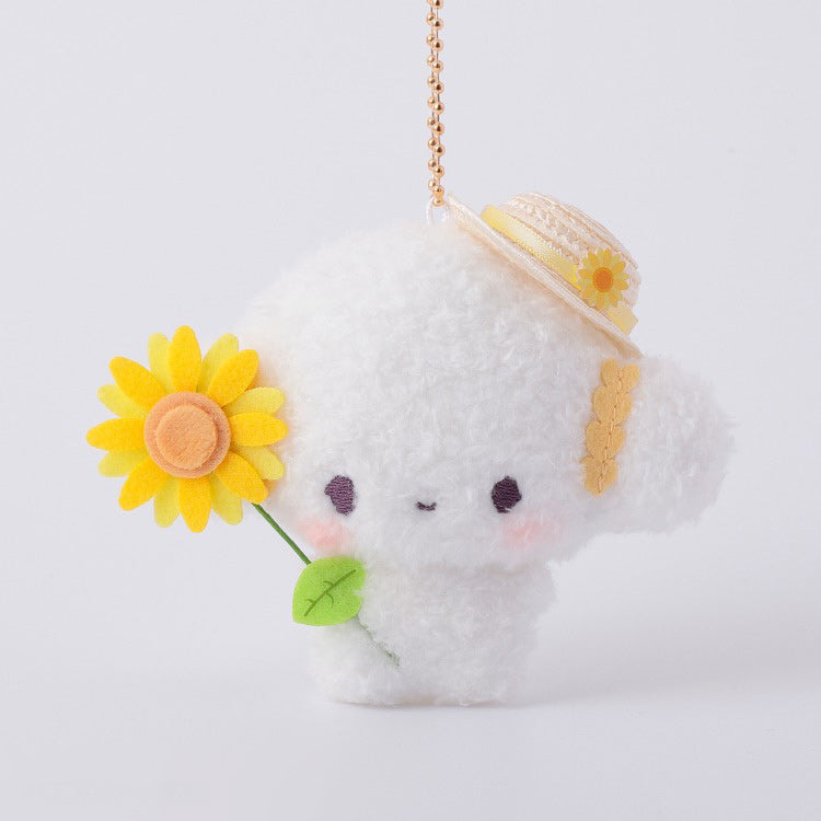 산리오 캐릭터즈 해바라기 모큐모큐 봉제인형 마스코트 키링