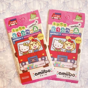 산리오 캐릭터즈 아미보 카드 동물의숲 일본 6매 세트 스티커 3종 포함