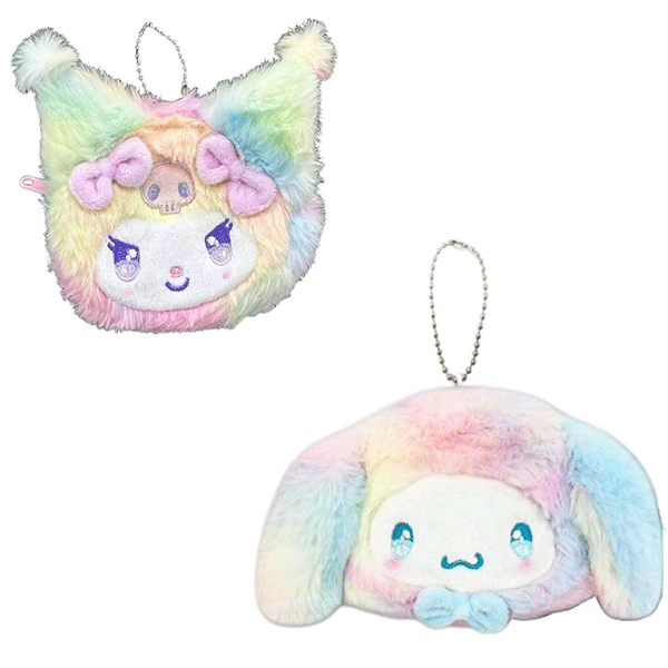 산리오 페이스형 컬러풀 레인보우 미니 에어팟 소품 파우치 키홀더 키링