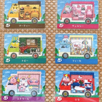 산리오 캐릭터즈 아미보 카드 동물의숲 일본 6매 세트 스티커 3종 포함