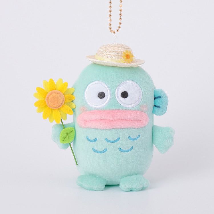 산리오 캐릭터즈 해바라기 모큐모큐 봉제인형 마스코트 키링