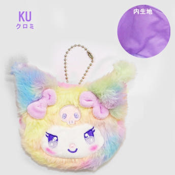 산리오 페이스형 컬러풀 레인보우 미니 에어팟 소품 파우치 키홀더 키링