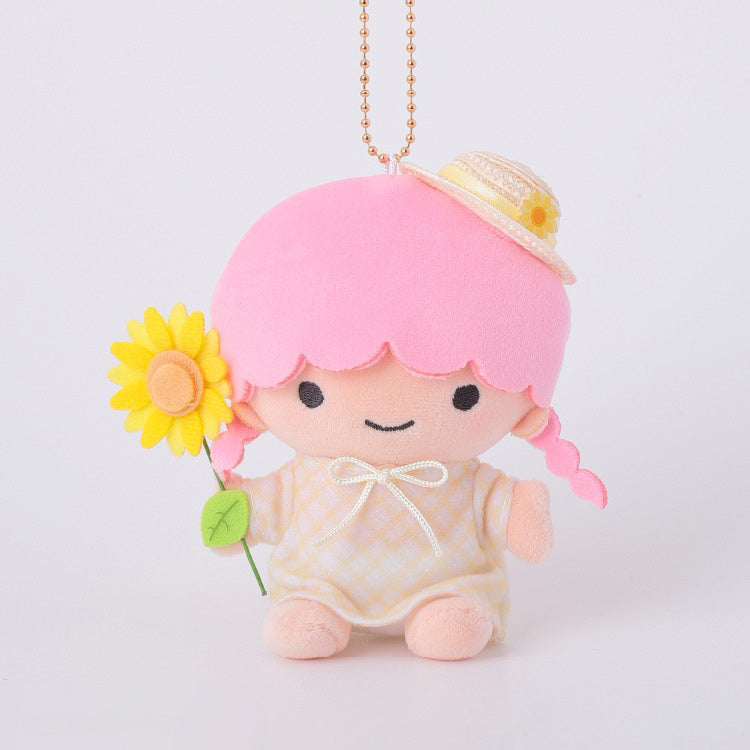 산리오 캐릭터즈 해바라기 모큐모큐 봉제인형 마스코트 키링