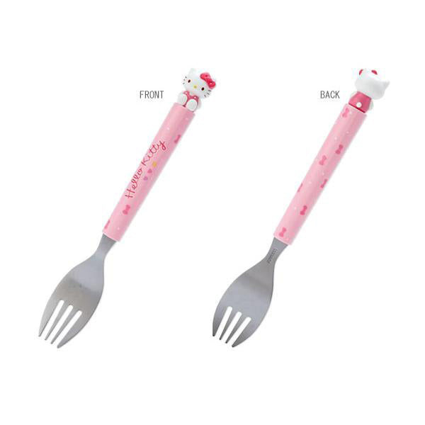 산리오 상단에 캐릭터 있는 스푼 포크 헬로키티